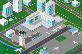 3D Isometric Industrial Landscape of the Modern Urban Ecosystem